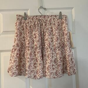 NWT Paper Crane Ruffled Skirt Womens Skirt Drawstring Floral Pull On size Large
